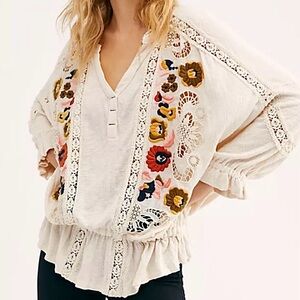 • Free People Serafina Blouse in Cream Combo •